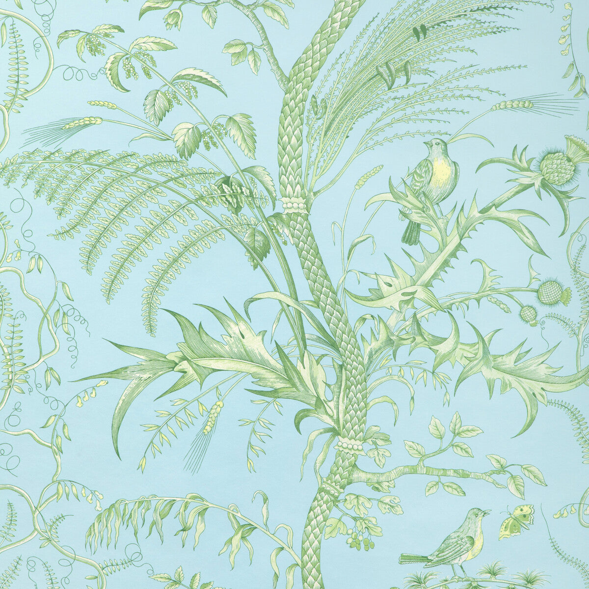 BRUNSCHWIG & FILS P8024101.153.0 BIRD AND THISTLE II SKY Wallpaper - Eade's Wallpaper