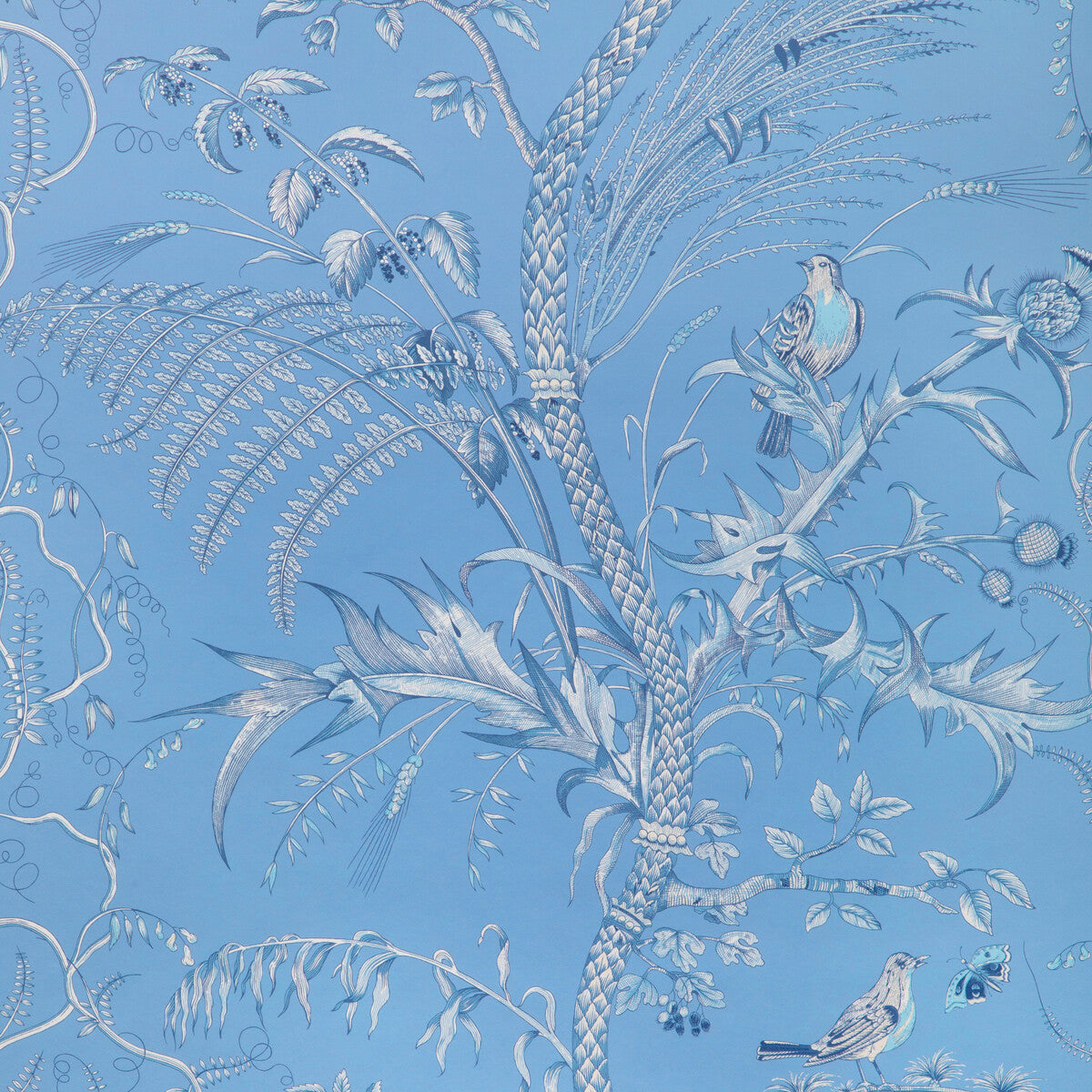 BRUNSCHWIG & FILS P8024101.55.0 BIRD AND THISTLE II BLUE Wallpaper - Eade's Wallpaper