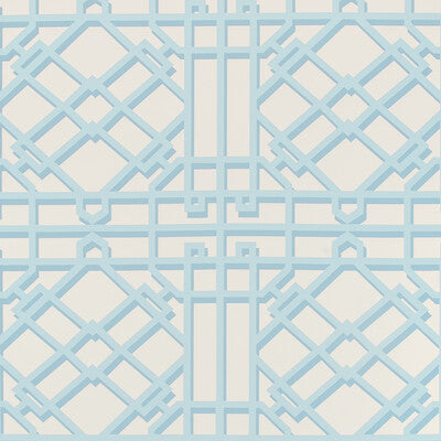 BRUNSCHWIG & FILS P8024109.113.0 PAVILION TRELLIS AQUA Wallpaper - Eade's Wallpaper