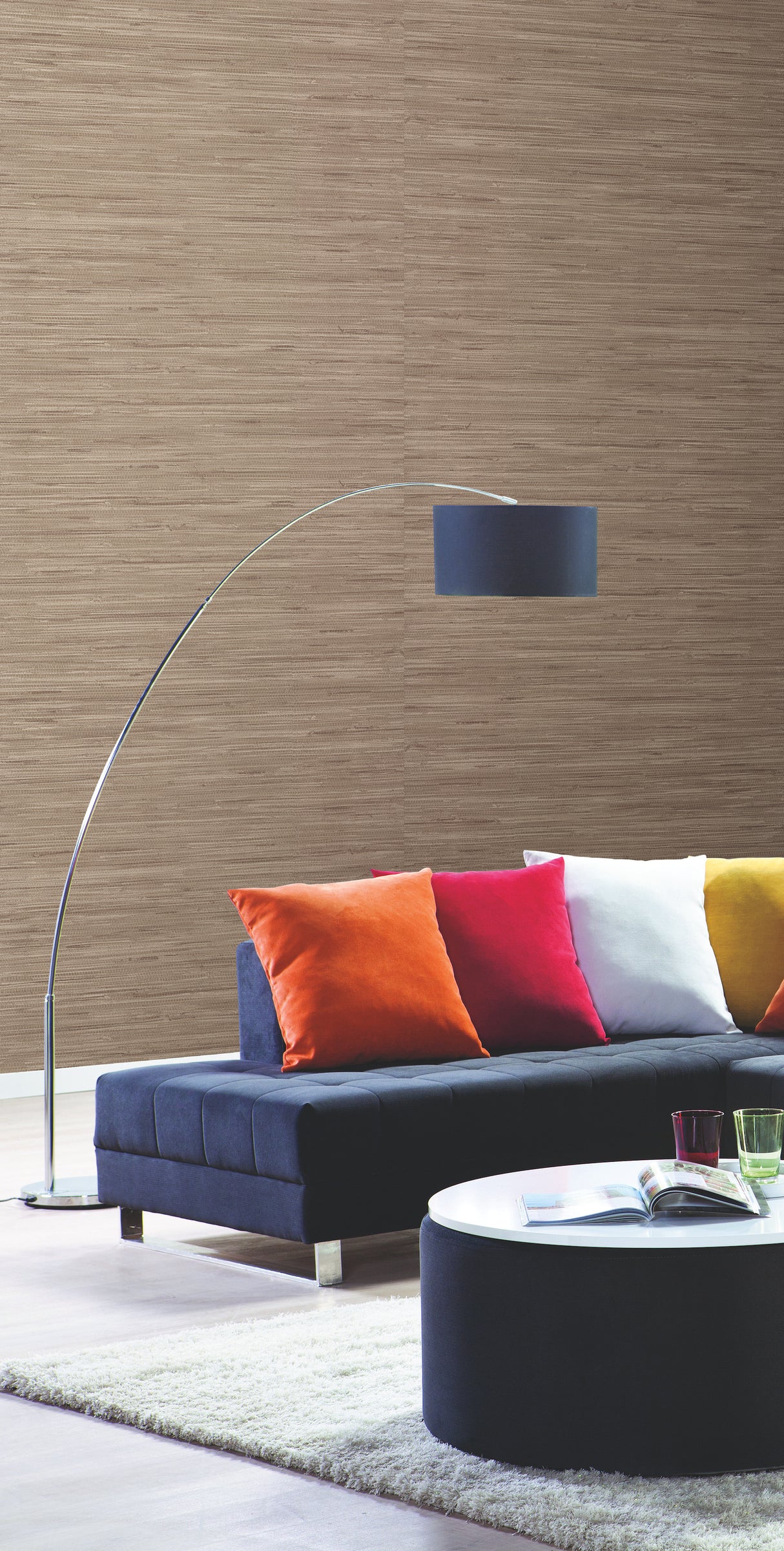 York PA130403 Lustrous Grasscloth Beige Wallpaper