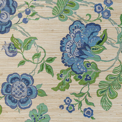 LEE JOFA PBFC-3527.530.0 SOMERSET GRASSCLOTH BLUE Wallpaper - Eade's Wallpaper