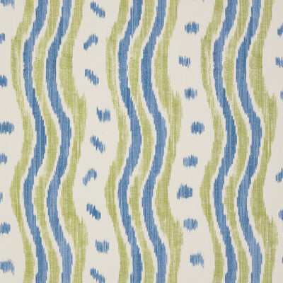 LEE JOFA PBFC-3531.523.0 IKAT STRIPE WP BLUE/LIME Wallpaper - Eade's Wallpaper