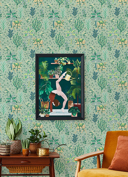PrintFresh PFS4809 Avocado Camel's Courtyard Peel and Stick