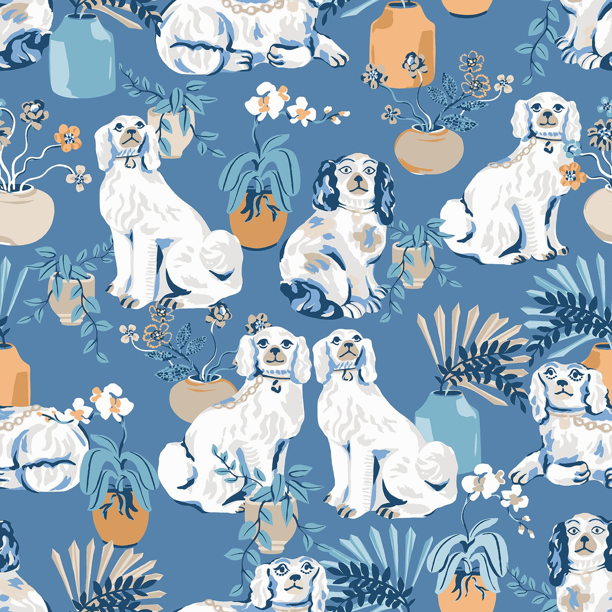 PrintFresh PFS4810 Cerulean Good Dog Peel & Stick Wallpaper