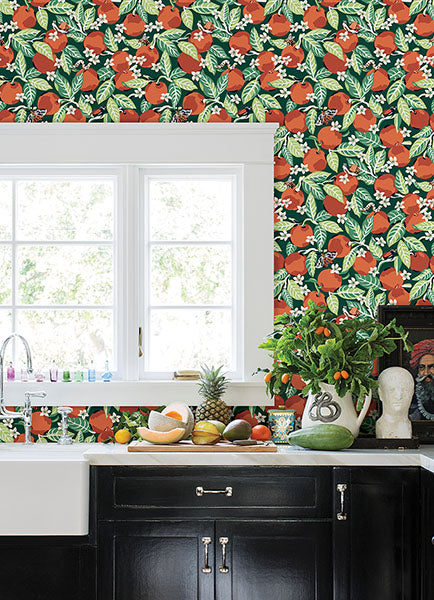 PrintFresh PFS4816 Juniper Orange Grove Peel and Stick Wallp