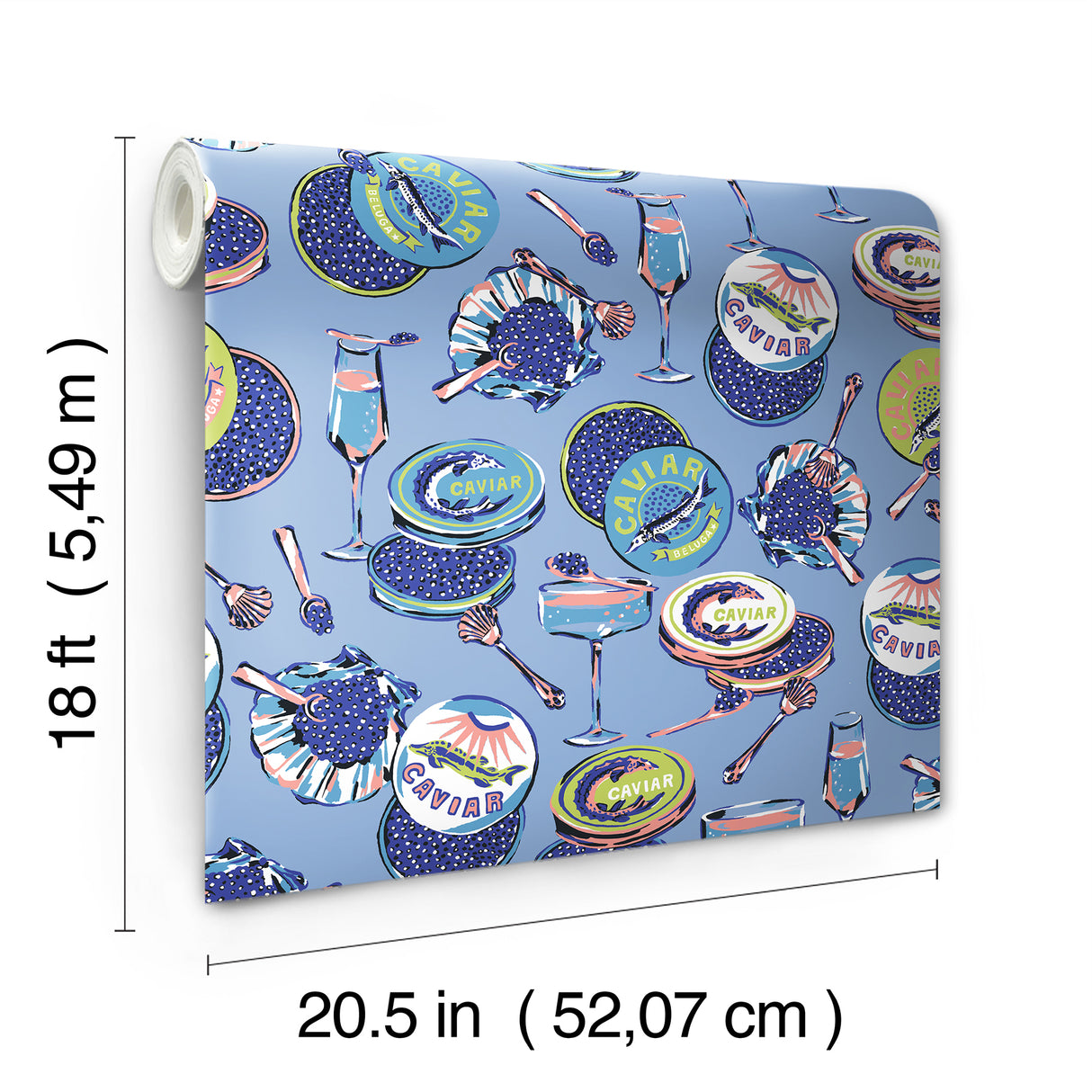 PrintFresh PFS6557 Champagne and Caviar Blue Peel and Stick