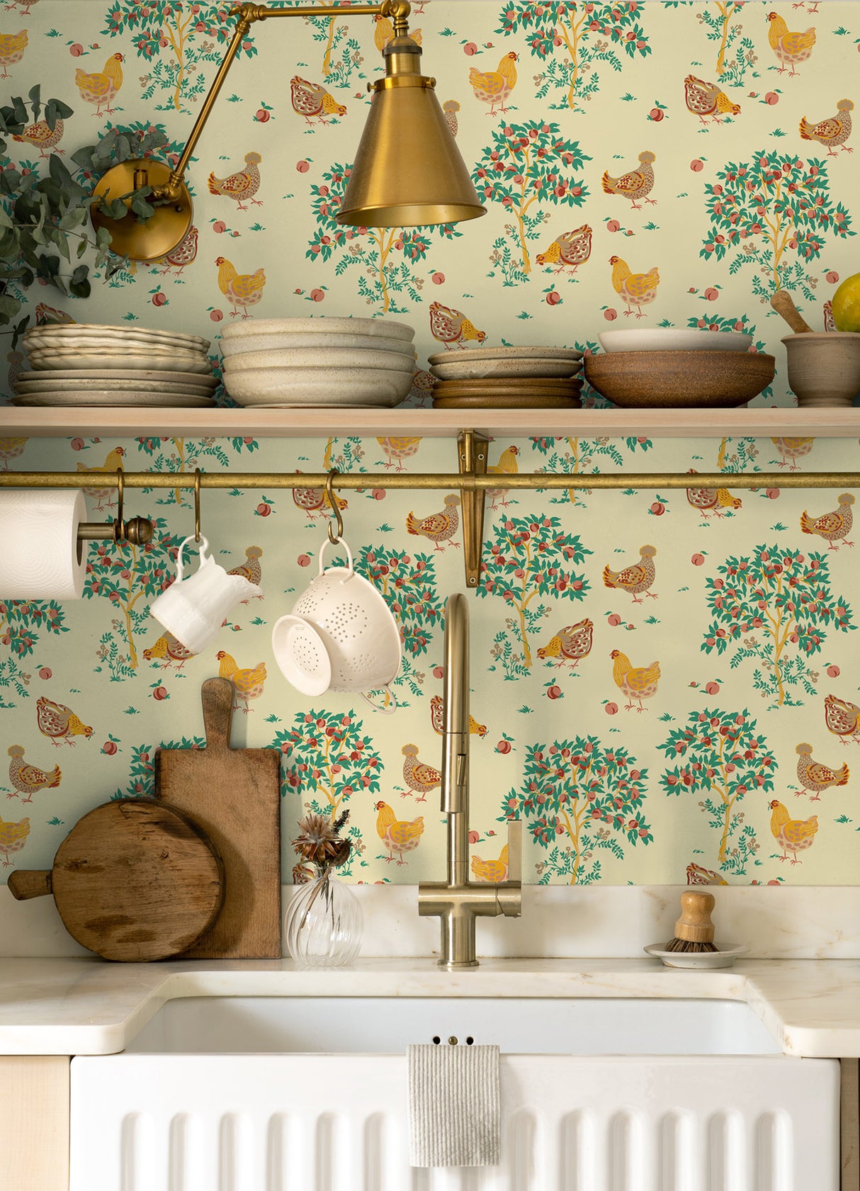 PrintFresh PFS6560 Hen House Butter Yellow Peel and Stick Wa