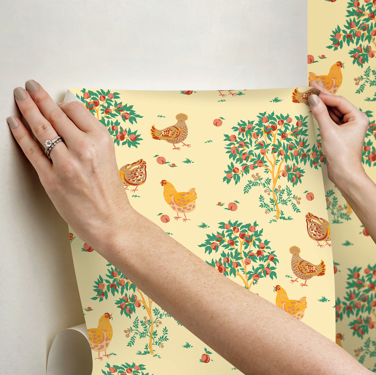 PrintFresh PFS6560 Hen House Butter Yellow Peel and Stick Wa