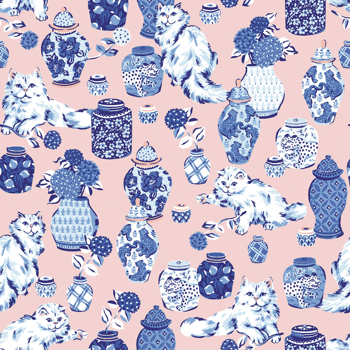 PrintFresh PFS6564 Fancy Cats Pink Peel and Stick Wallpaper