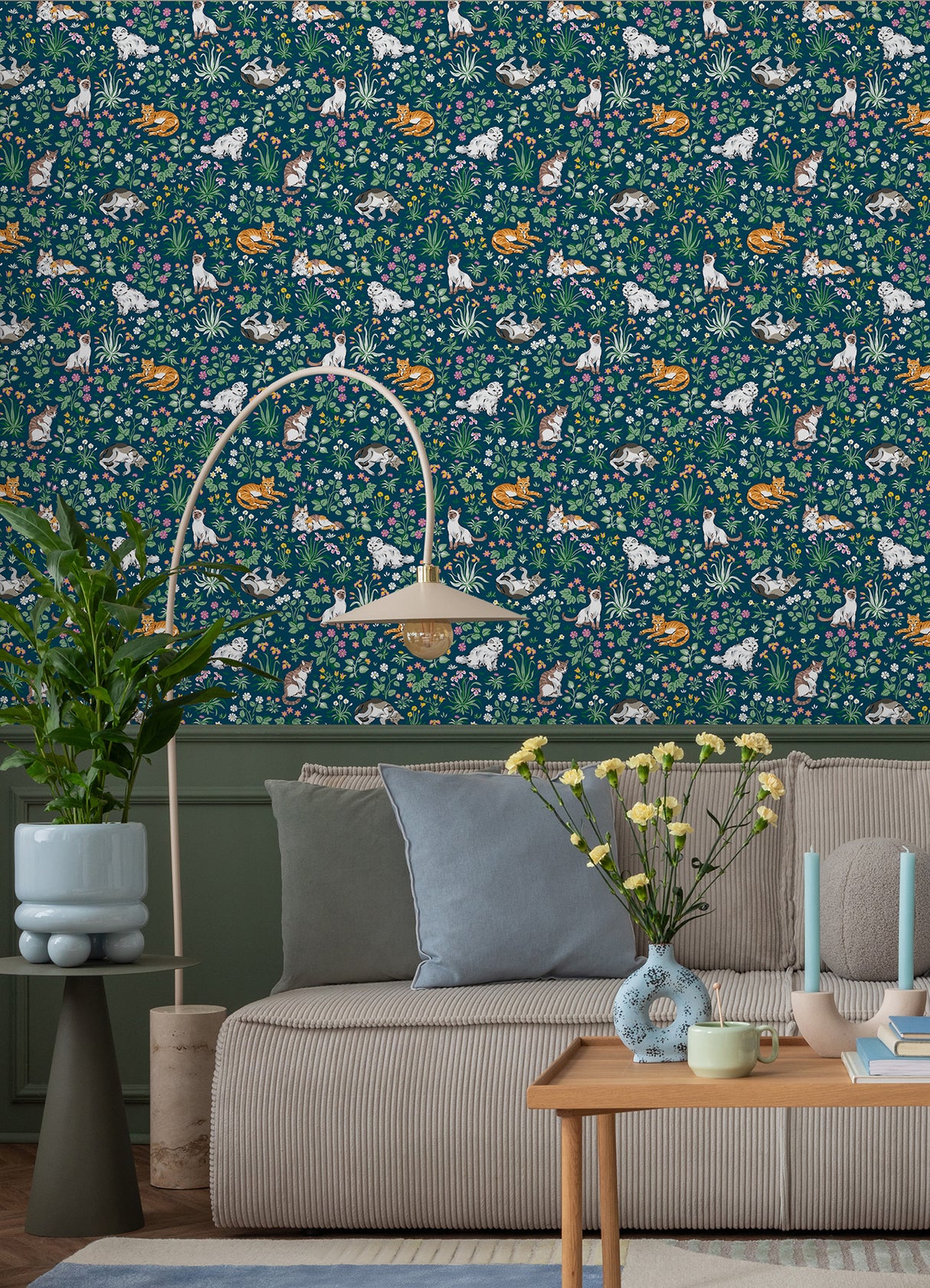 PrintFresh PFS6566 Must Love Cats Indigo Peel and Stick Wall