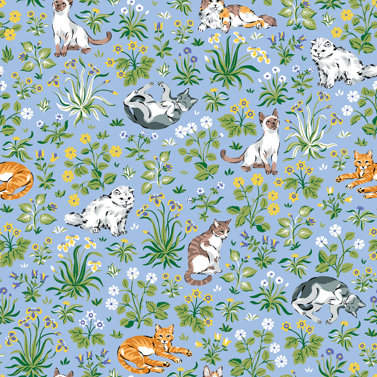 PrintFresh PFS6567 Must Love Cats Blue Peel and Stick Wallpa