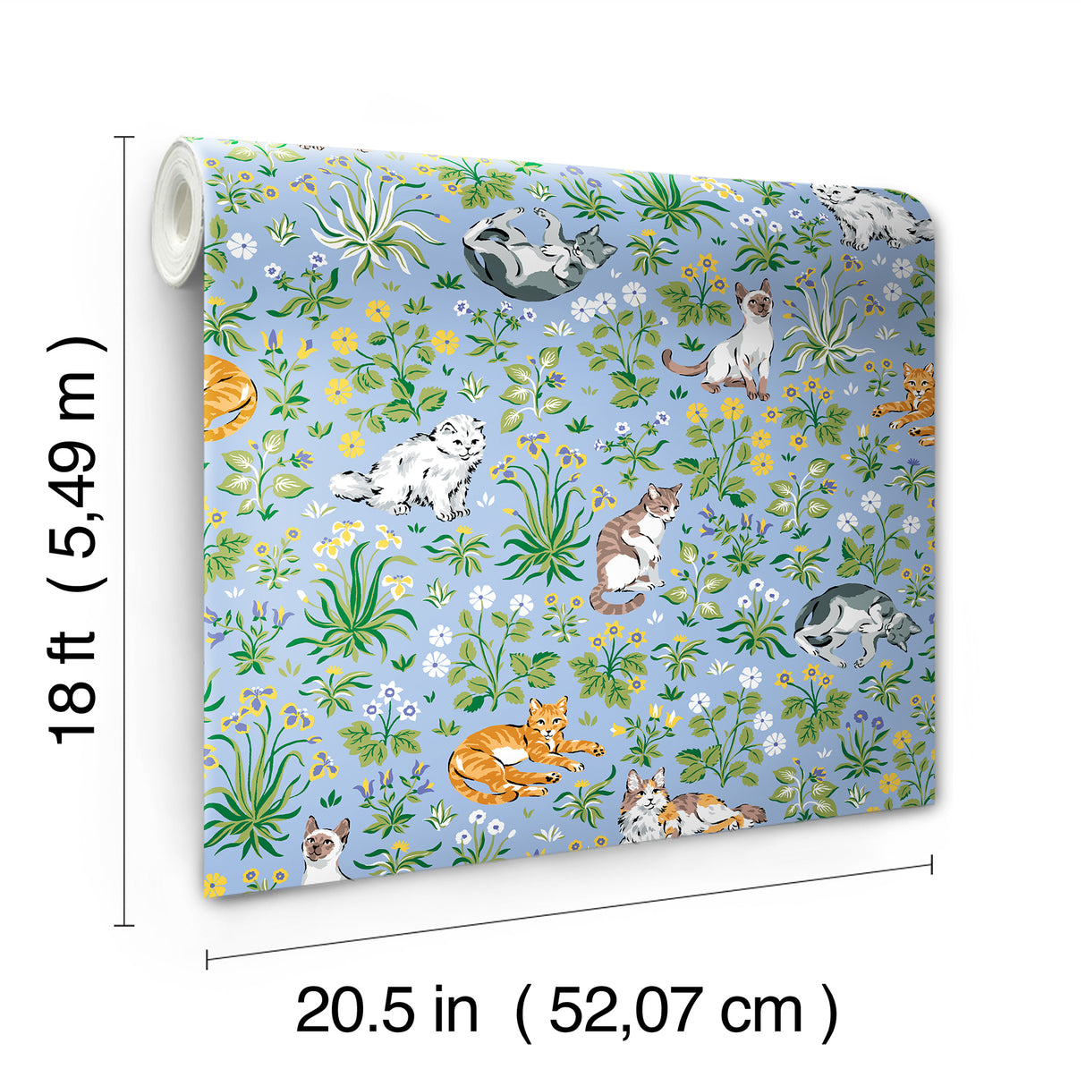 PrintFresh PFS6567 Must Love Cats Blue Peel and Stick Wallpa