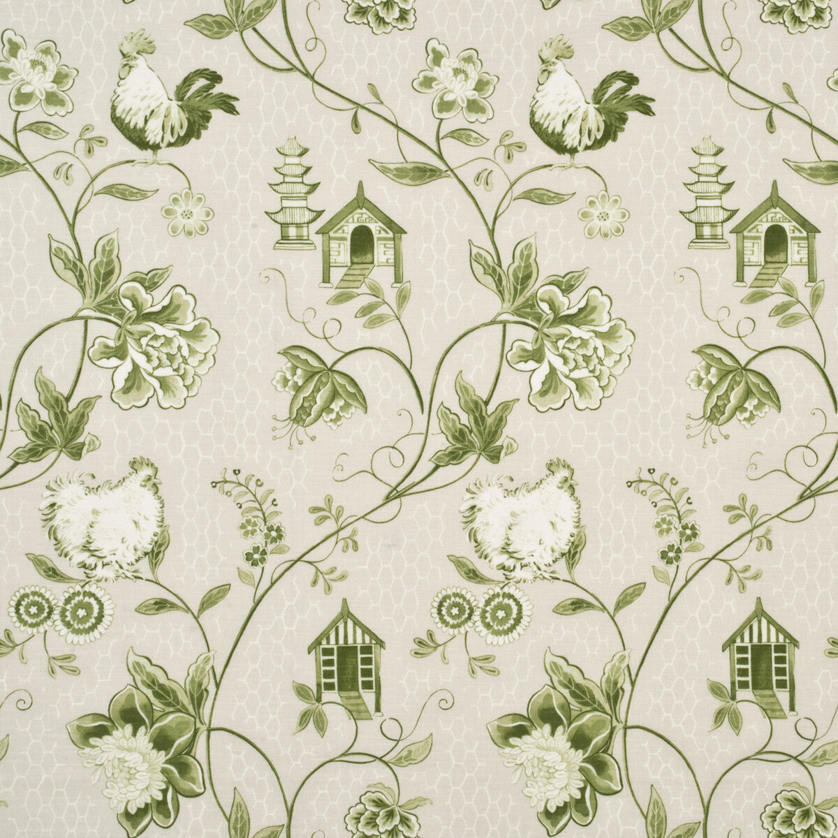 BAKER LIFESTYLE PP50341.4.0 BANTAM TOILE GREEN Fabric - Eade's Wallpaper