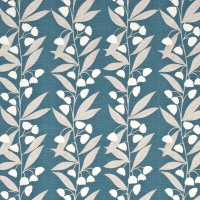 BAKER LIFESTYLE PP50361.3.0 BELL FLOWER TEAL Fabric - Eade's Wallpaper