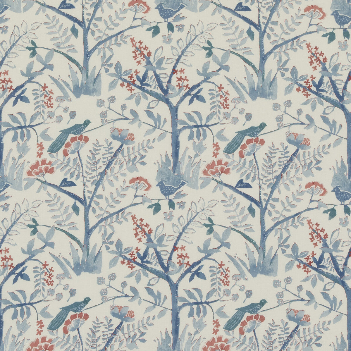 BAKER LIFESTYLE PP50502.1.0 LULWORTH BLUE/RED Fabric - Eade's Wallpaper