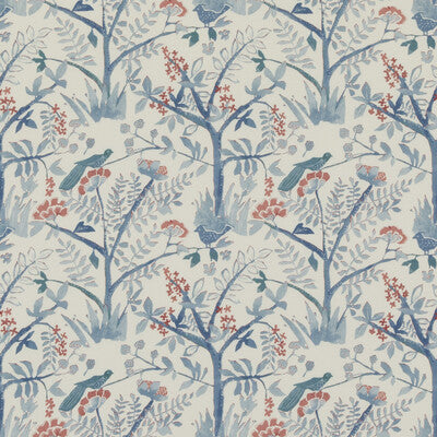 BAKER LIFESTYLE PP50502.1.0 LULWORTH BLUE/RED Fabric - Eade's Wallpaper