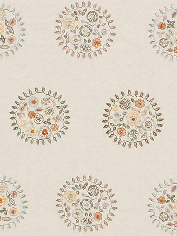 Scalamandre PQ 00029956 GREY/MULTI JESSIE EMBROIDERY Fabric - Eade's Wallpaper