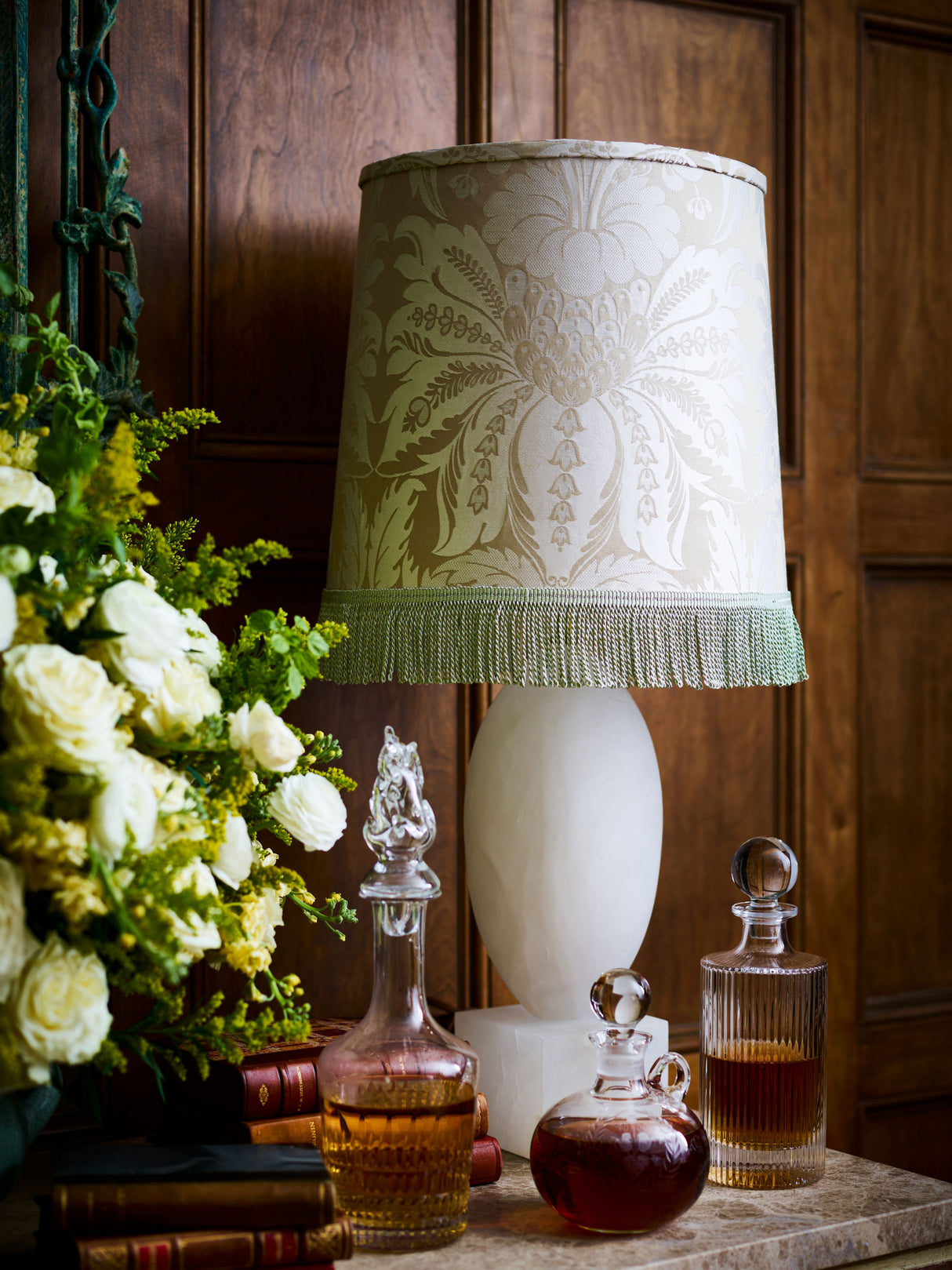Scalamandre PQ 00041865 TRAVERTINE ESTATE DAMASK Fabric - Eade's Wallpaper