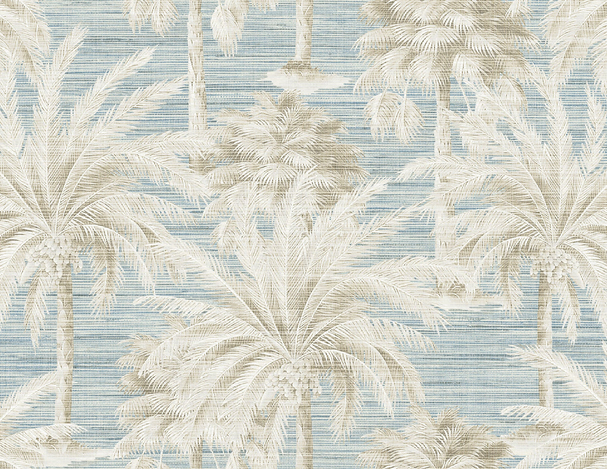 Kenneth James PS40002 Dream Of Palm Trees Blue Texture Wallpaper