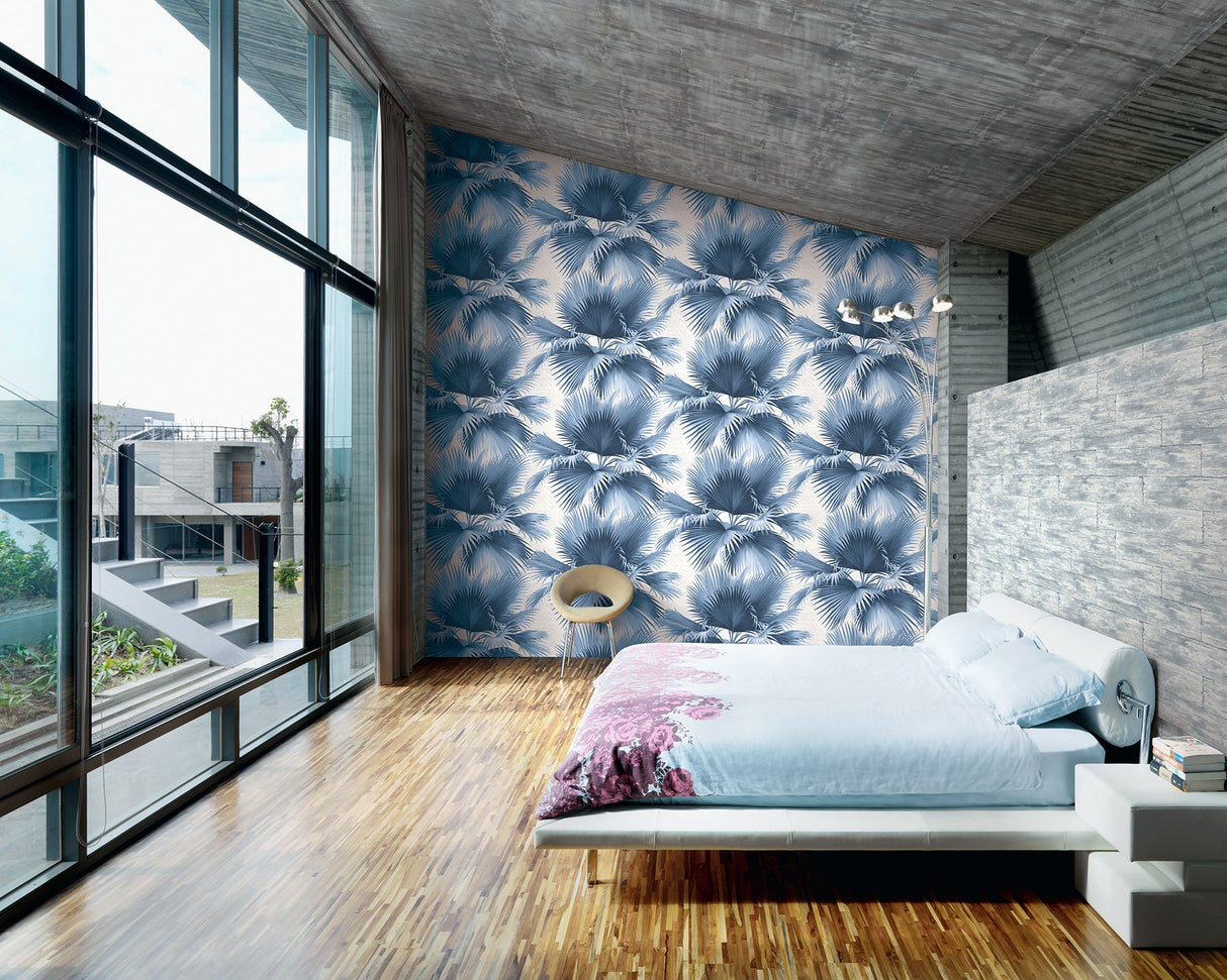 Kenneth James PS40102 Endless Summer Blue Palm Wallpaper