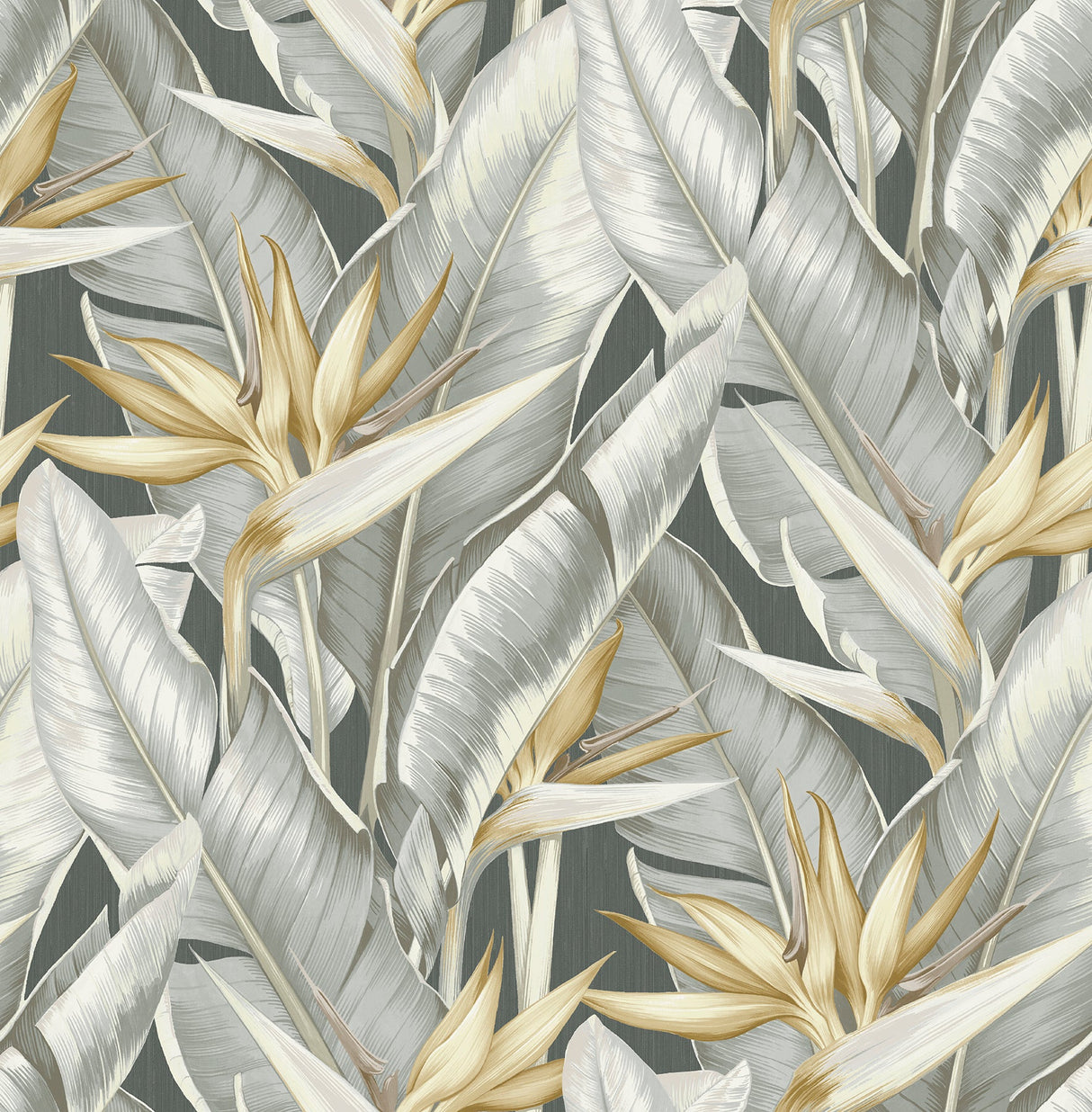 Kenneth James PS40200 Arcadia Grey Banana Leaf Wallpaper