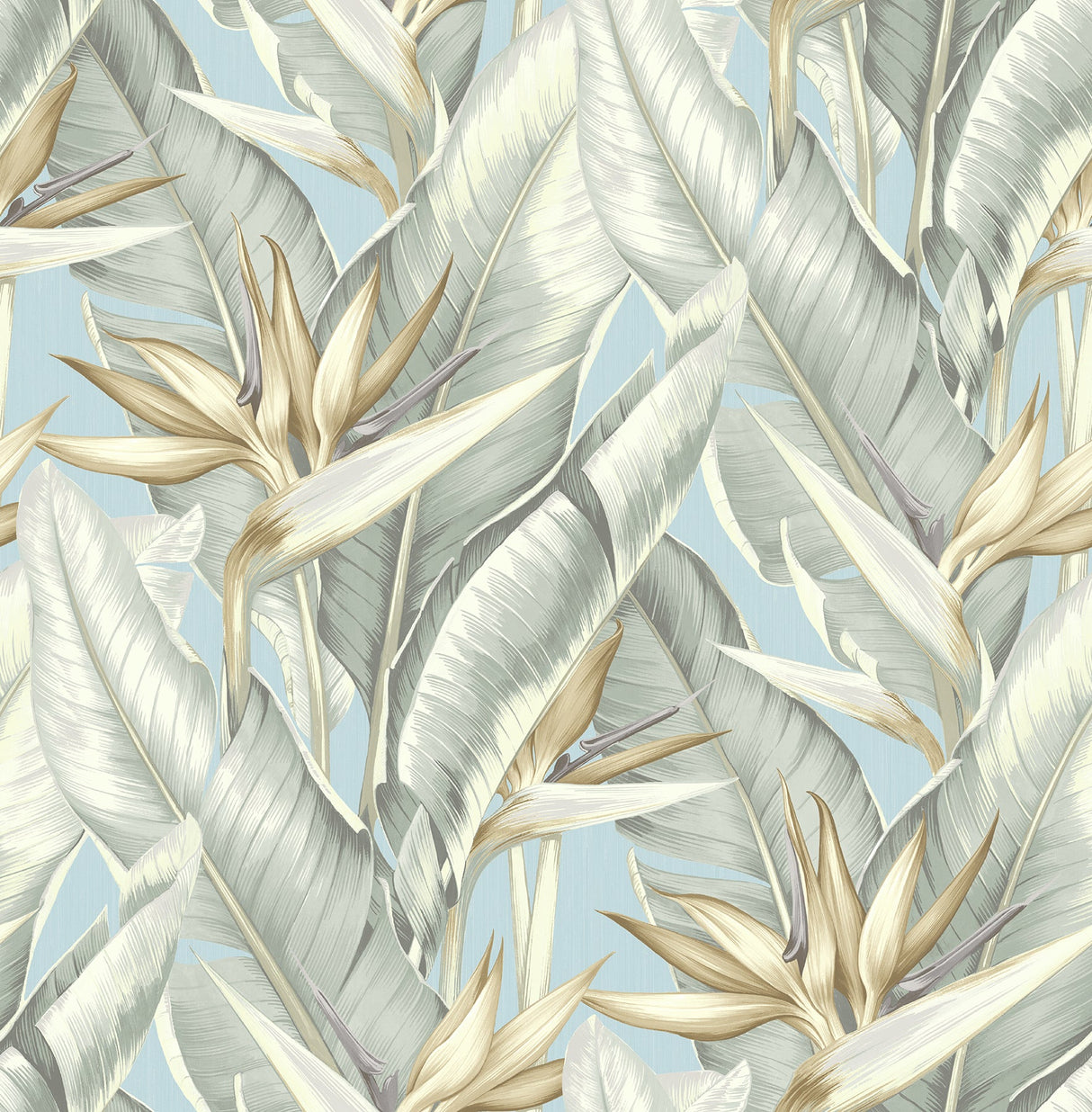 Kenneth James PS40202 Arcadia Blueberry Banana Leaf Wallpaper