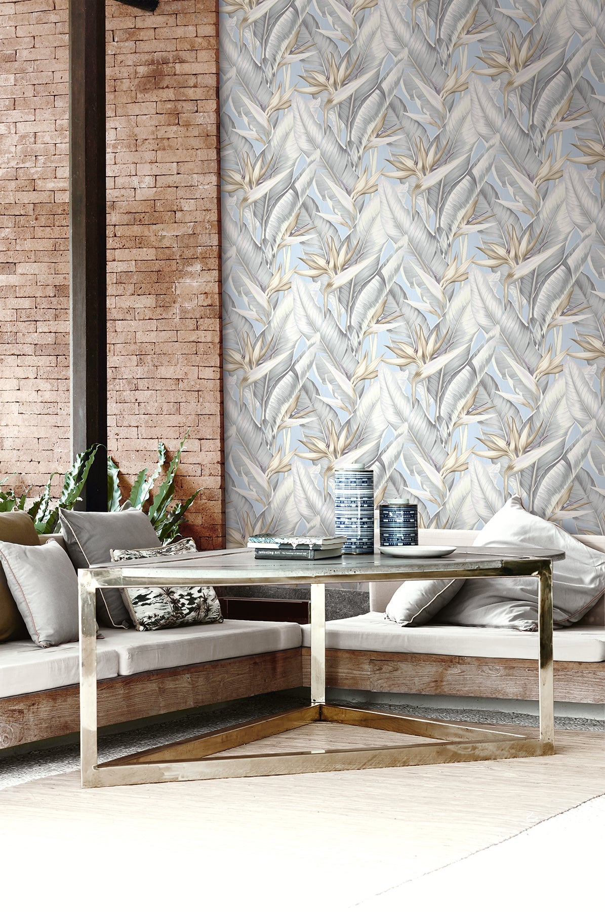 Kenneth James PS40202 Arcadia Blueberry Banana Leaf Wallpaper
