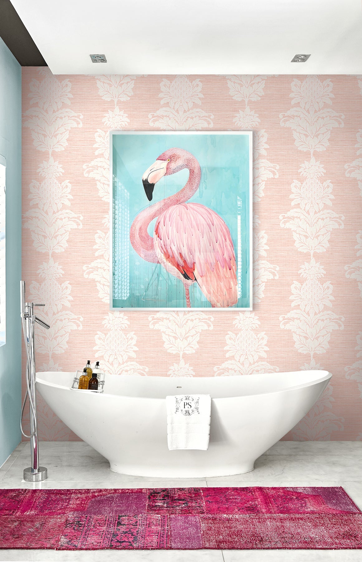 Kenneth James PS40701 Pineapple Grove Pink Damask Wallpaper