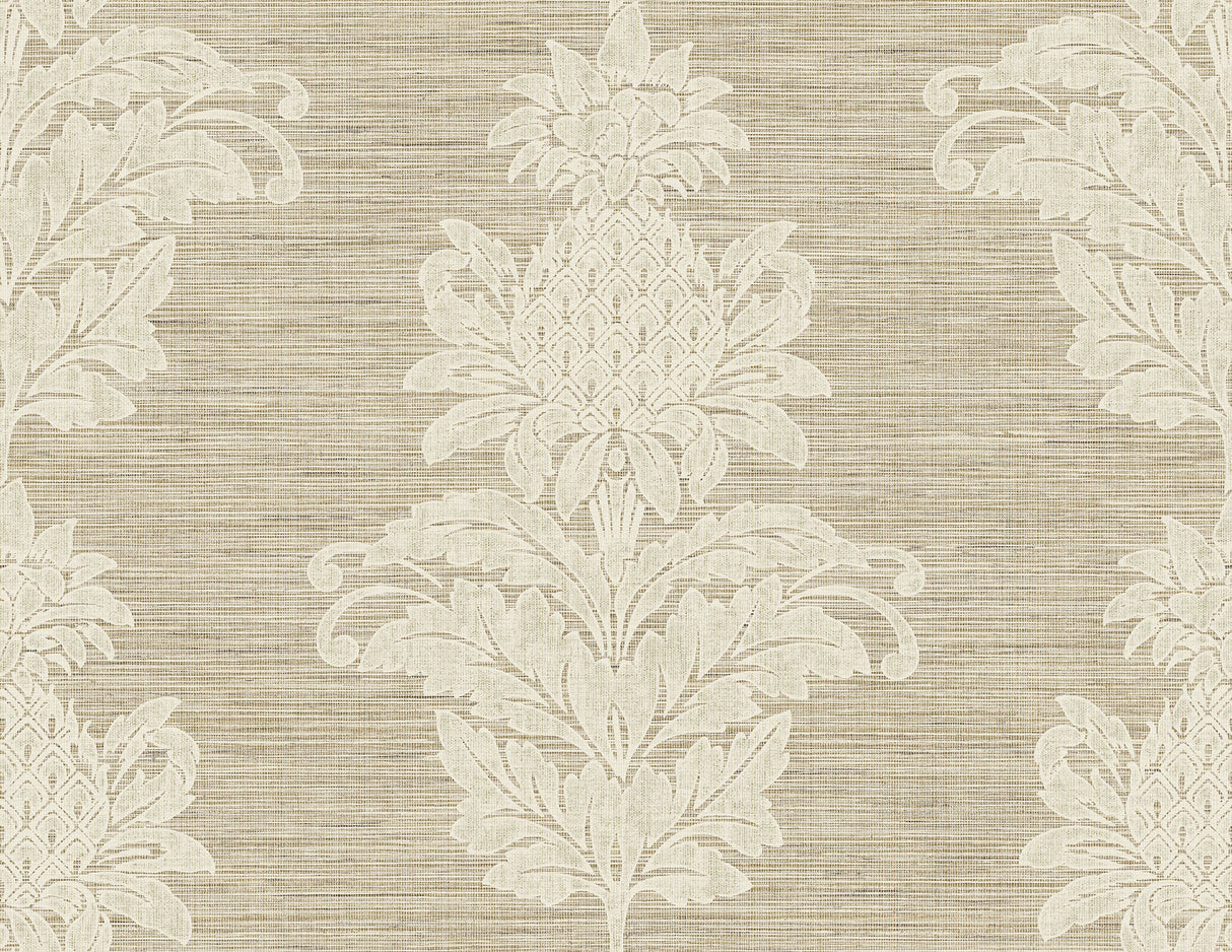 Kenneth James PS40706 Pineapple Grove Brown Damask Wallpaper