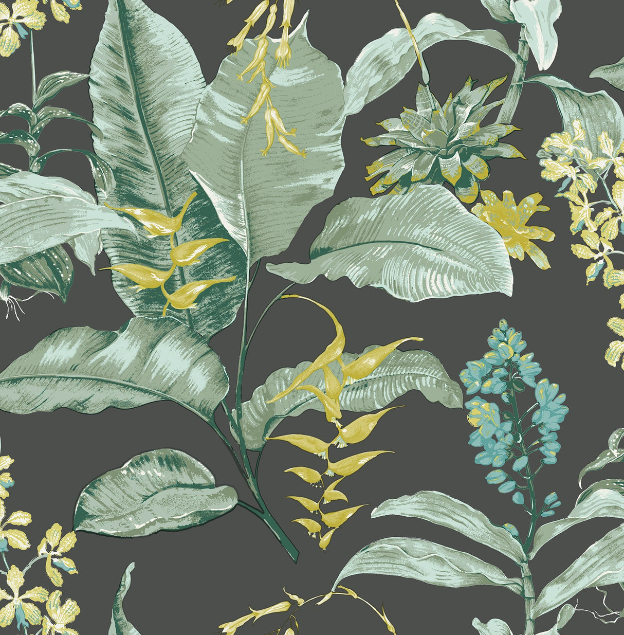 Kenneth James PS41814 Maui Black Botanical Wallpaper