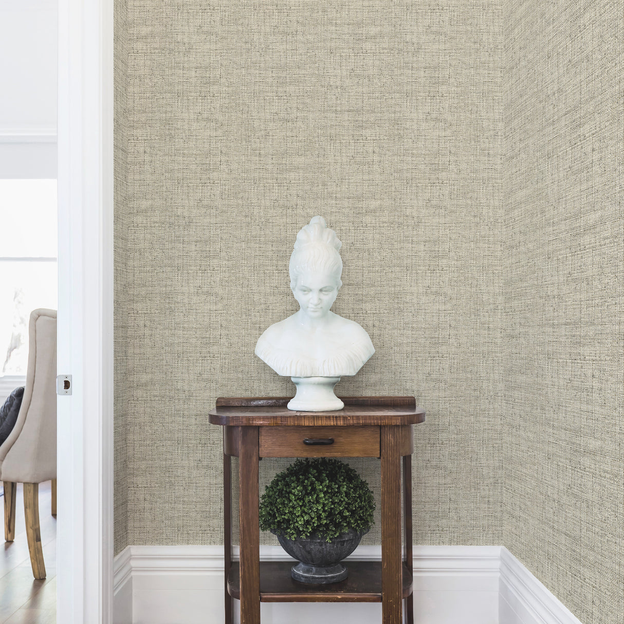 York PSW1039RL Papyrus Weave Neutral Peel & Stick Wallpaper