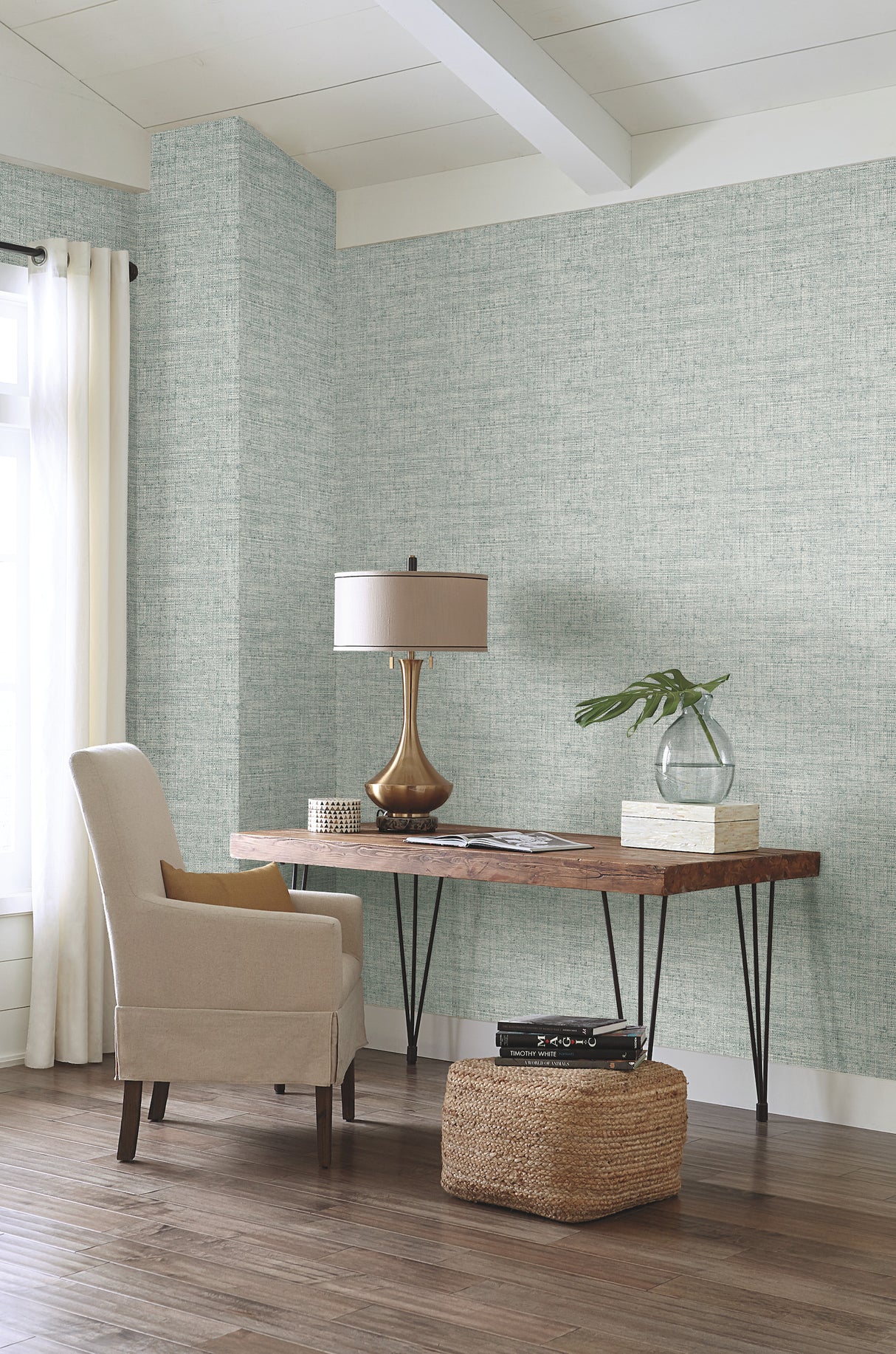 York PSW1040RL Papyrus Weave Blue Peel & Stick Wallpaper