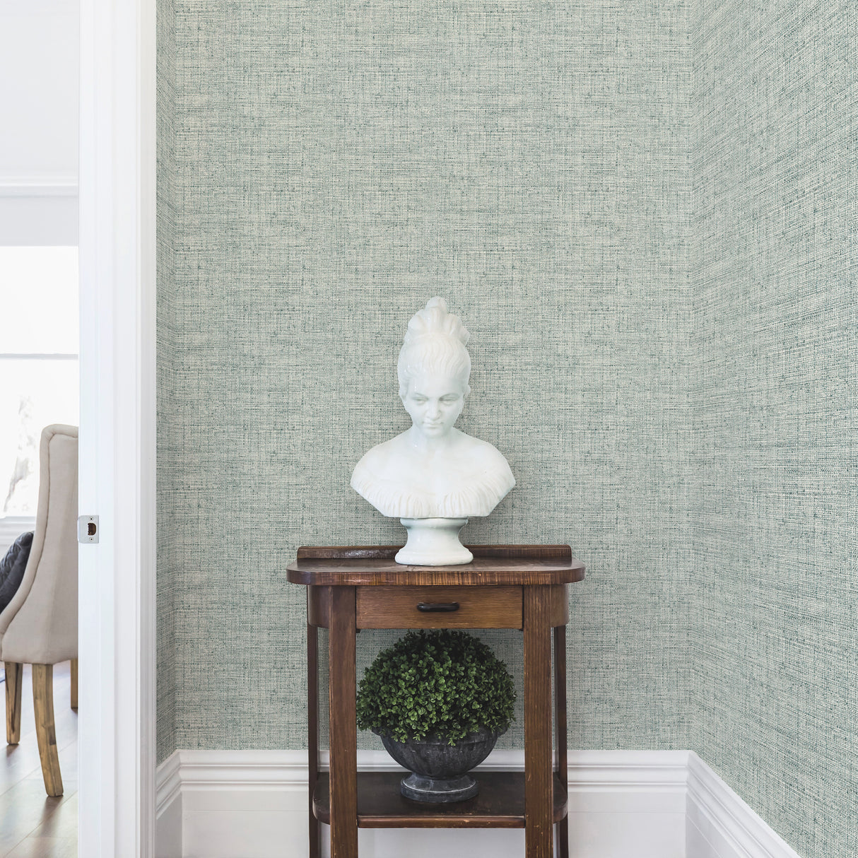 York PSW1040RL Papyrus Weave Blue Peel & Stick Wallpaper