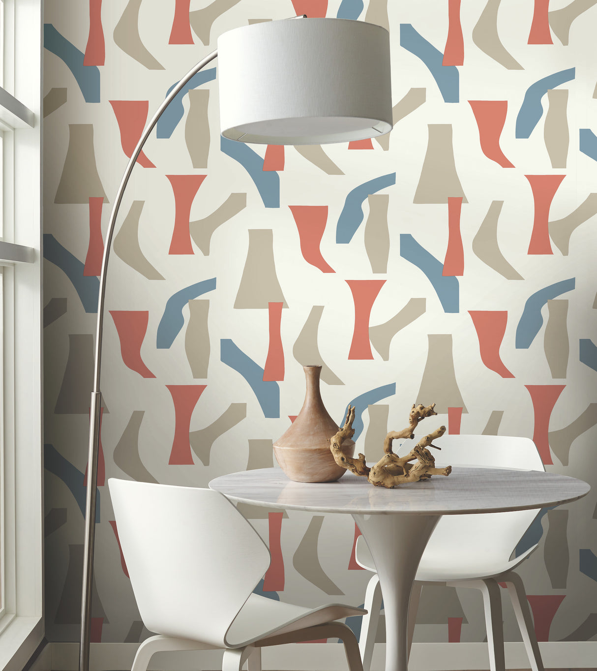 York PSW1058RL Modernist Coral & Blue Peel & Stick Wallpaper