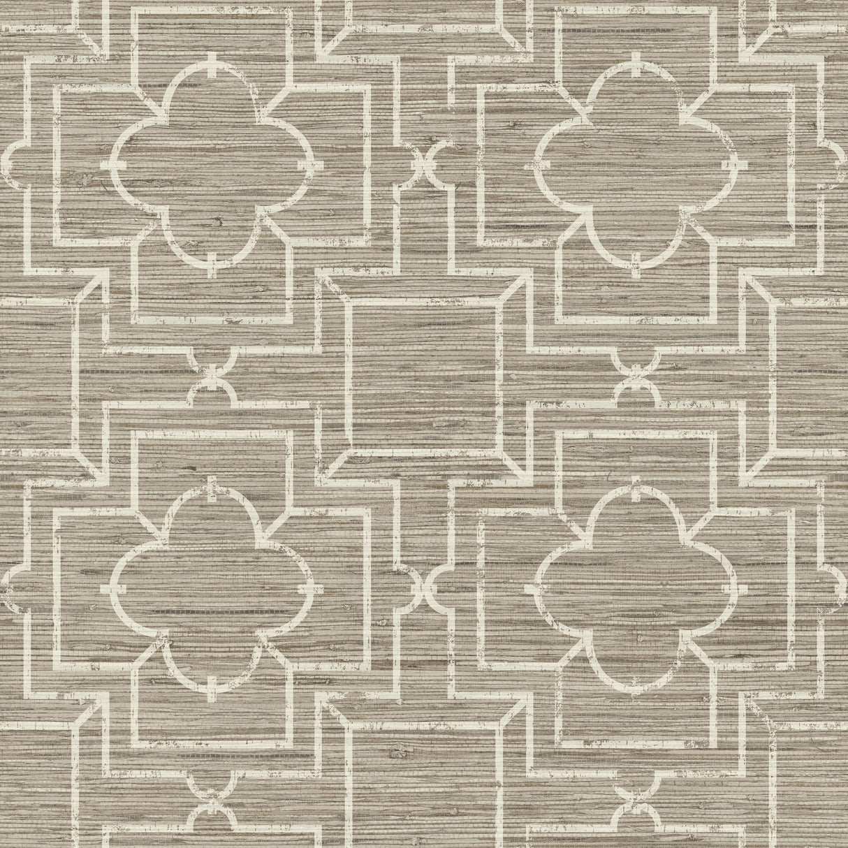 York PSW1067RL Quatrefoil Trellis Neutral Peel & Stick Wallpaper