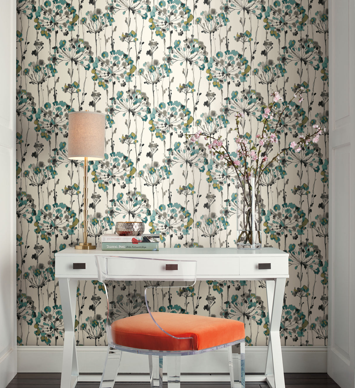 York PSW1096RL Flourish Turquoise Peel & Stick Wallpaper