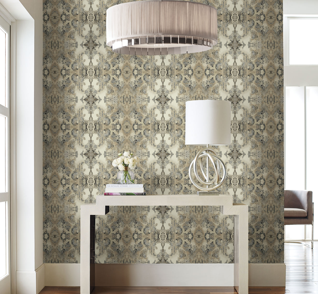York PSW1107RL Inner Beauty Ivory Peel & Stick Wallpaper