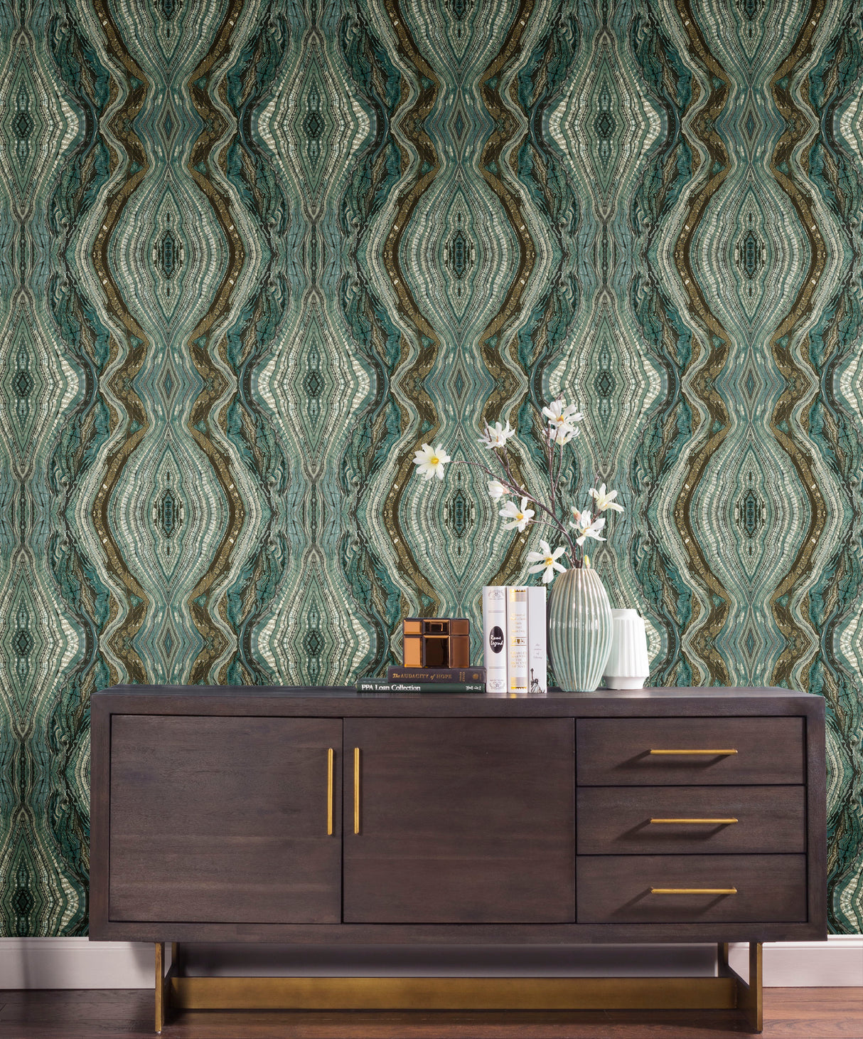York PSW1112RL Kaleidoscope Teal Peel & Stick Wallpaper