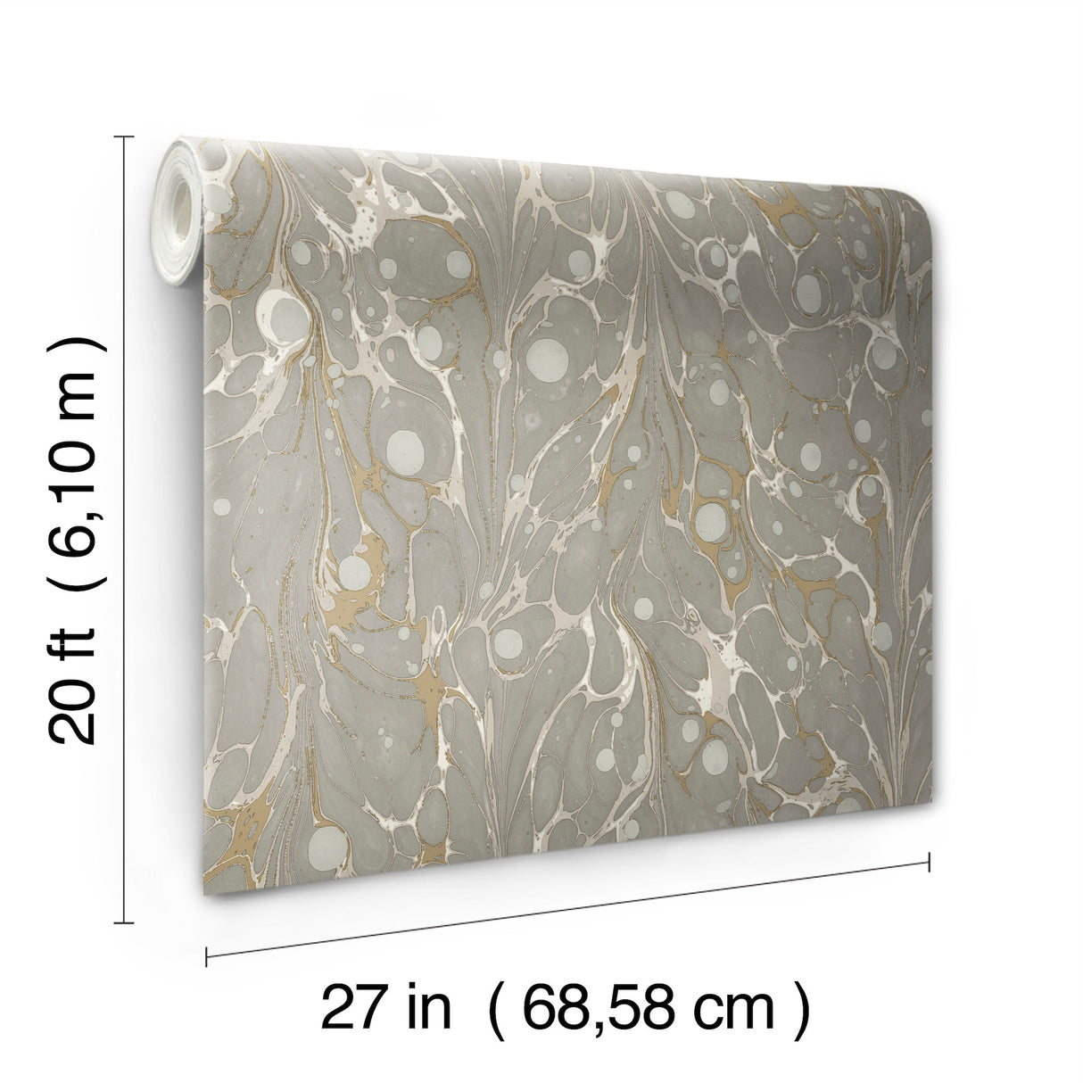 York PSW1115RL Marbled Endpaper Neutral Peel & Stick Wallpaper
