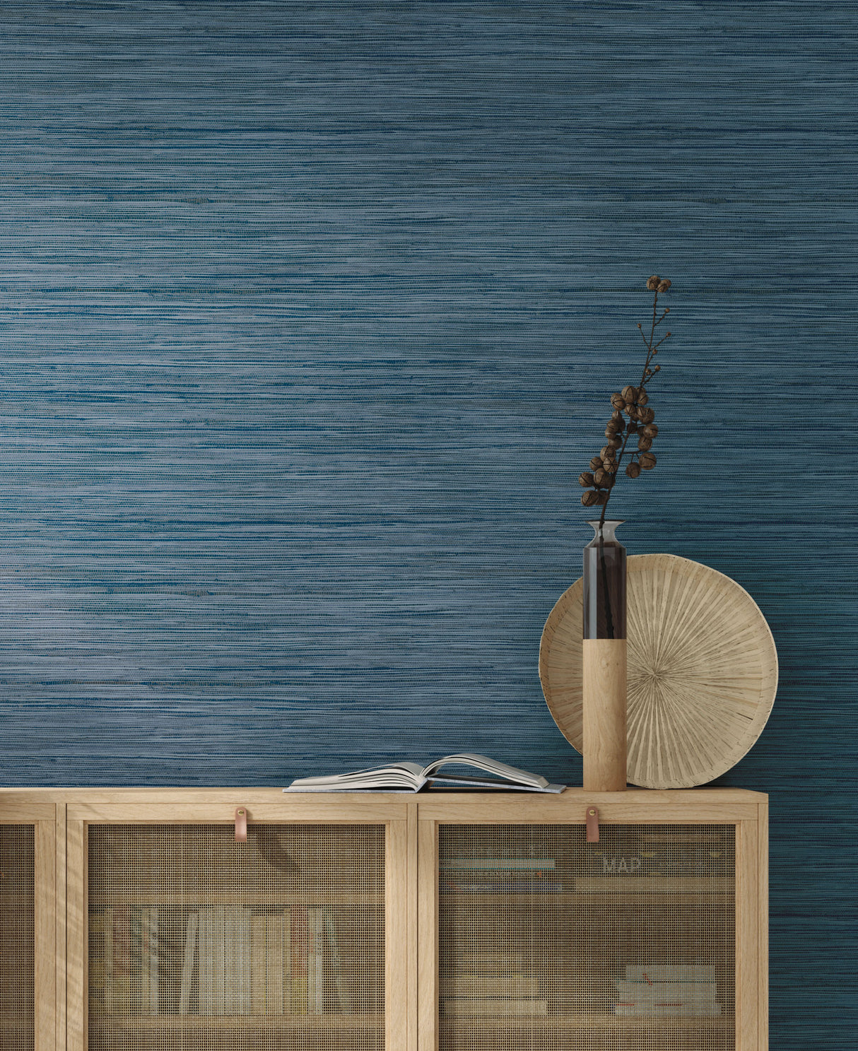 York PSW1136RL Bahia Grass Navy Peel & Stick Wallpaper