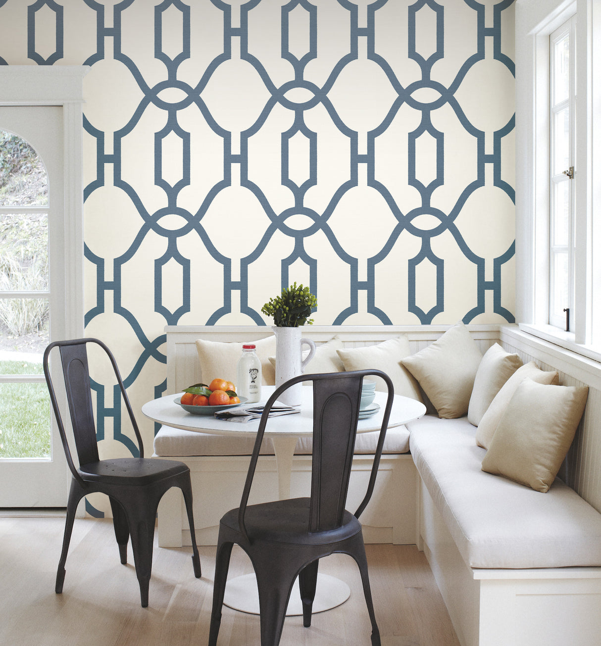 York PSW1160RL Magnolia Home Woven Trellis Blue & White Peel & Stick Wallpaper