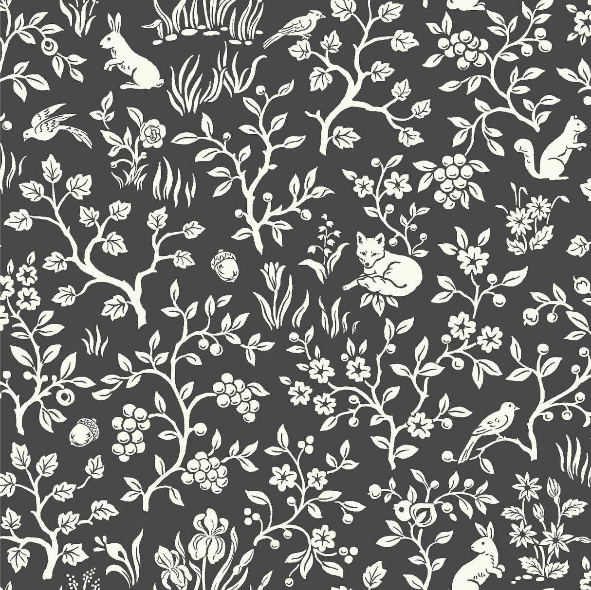 York PSW1164RL Magnolia Home Fox & Hare Black Peel & Stick Wallpaper