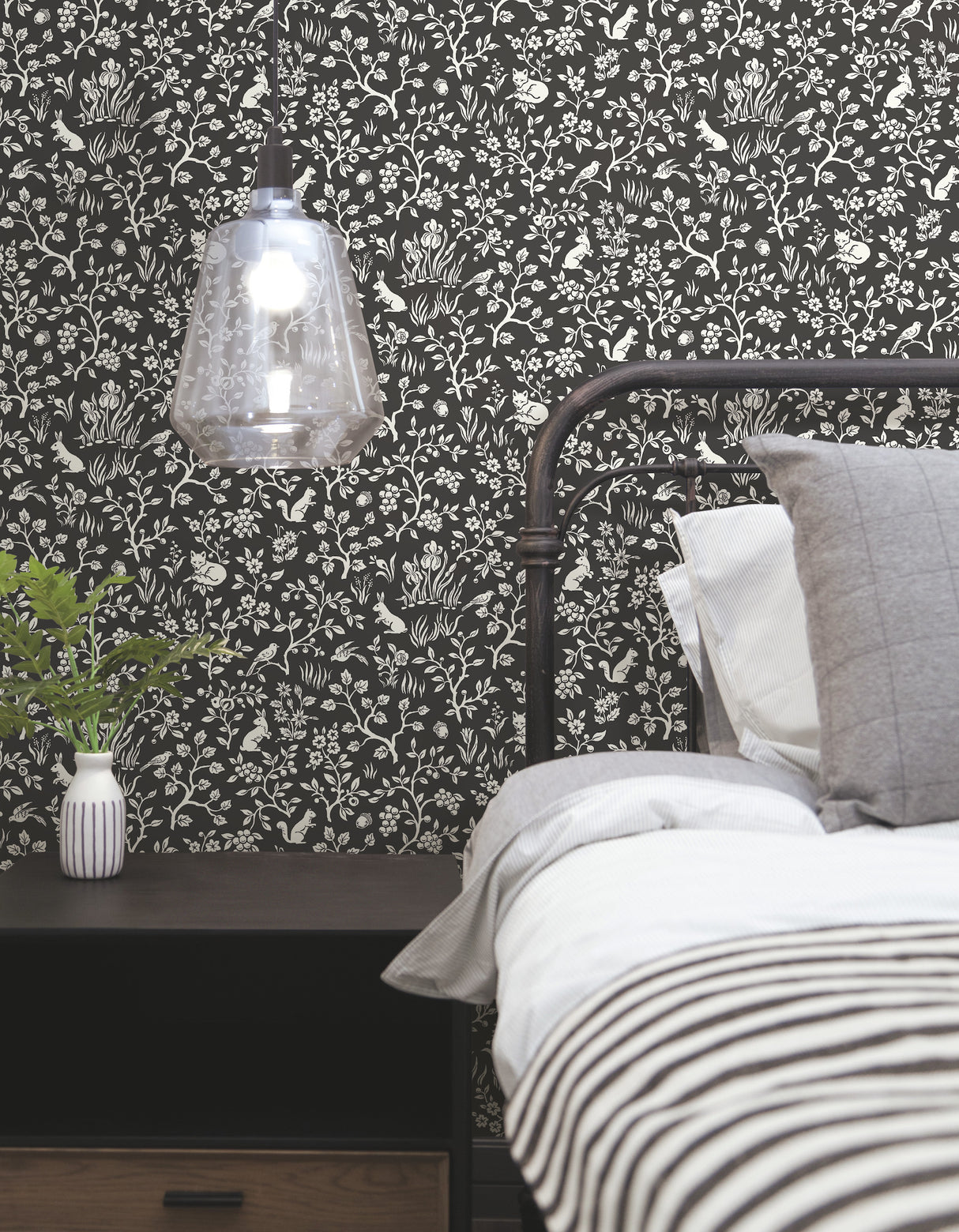 York PSW1164RL Magnolia Home Fox & Hare Black Peel & Stick Wallpaper