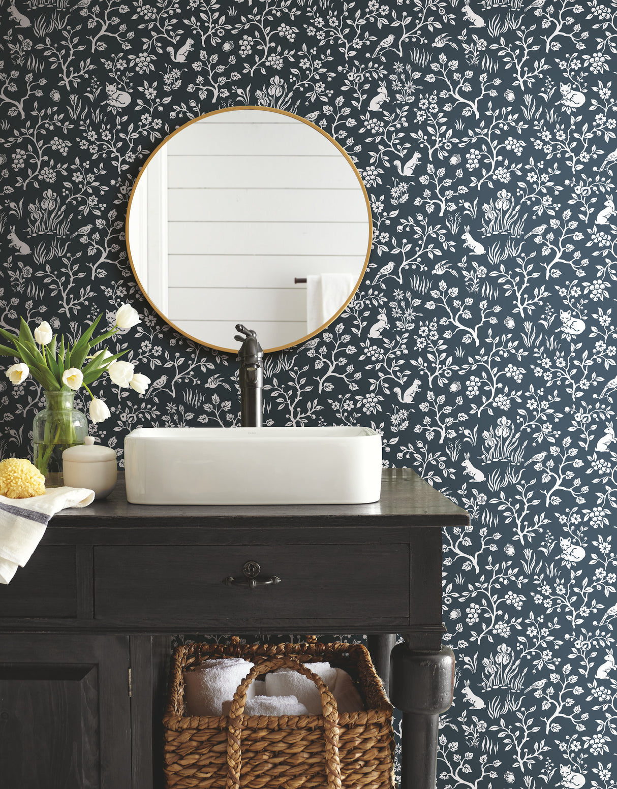 York PSW1166RL Magnolia Home Fox & Hare Navy Peel & Stick Wallpaper