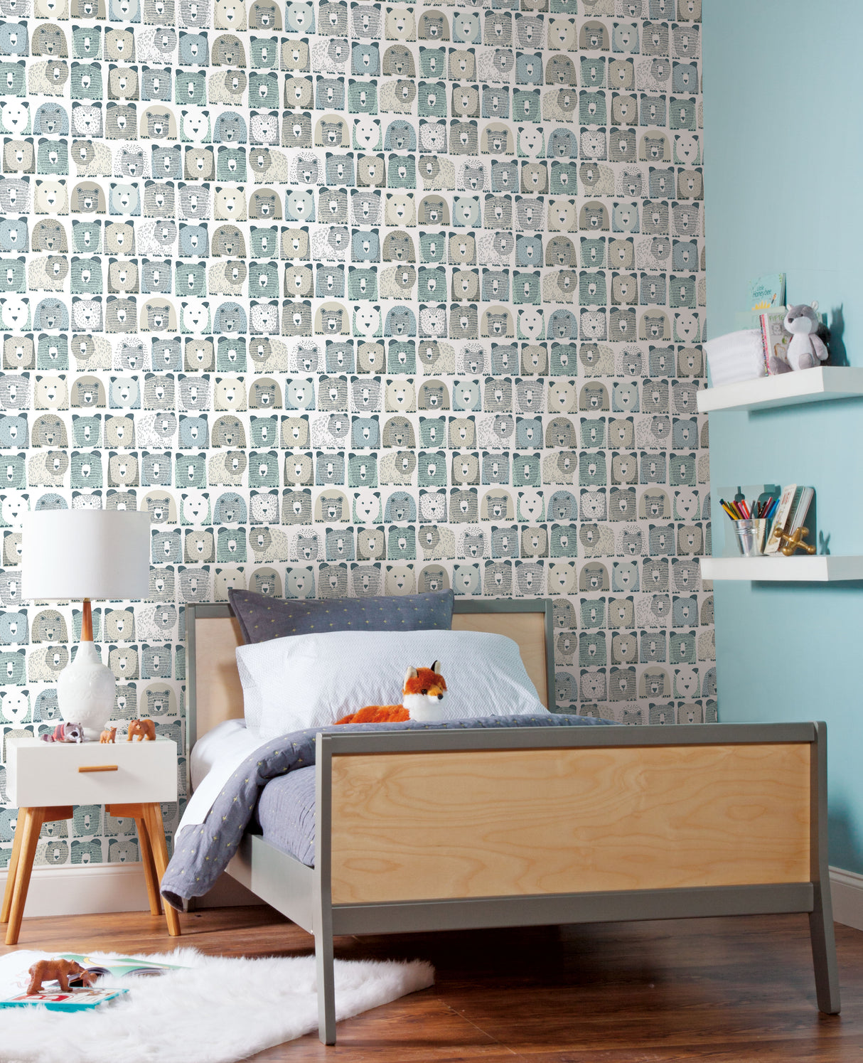 York PSW1185RL Bears Blue Peel & Stick Wallpaper