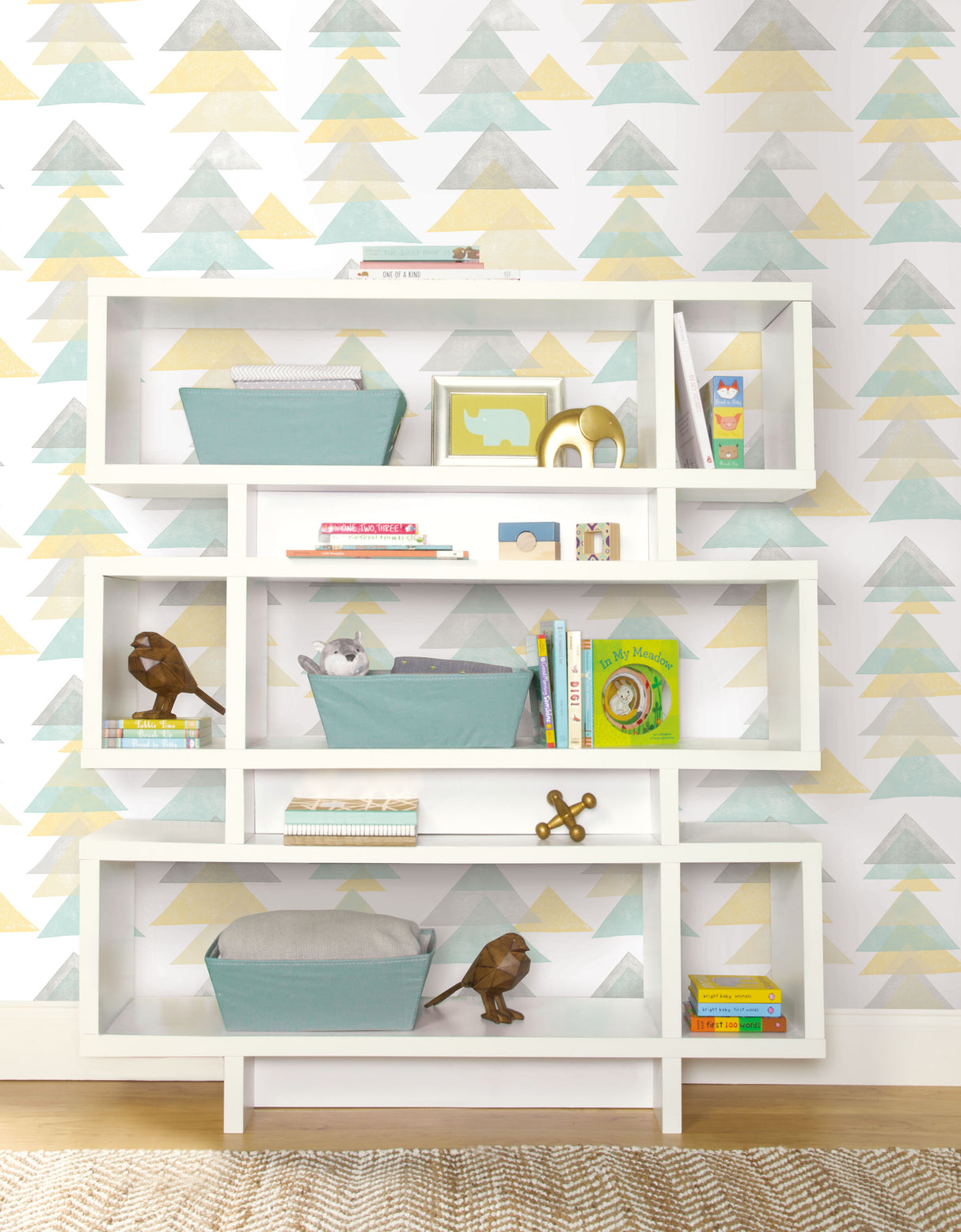 York PSW1192RL Triangles Aqua & Yellow Peel & Stick Wallpaper