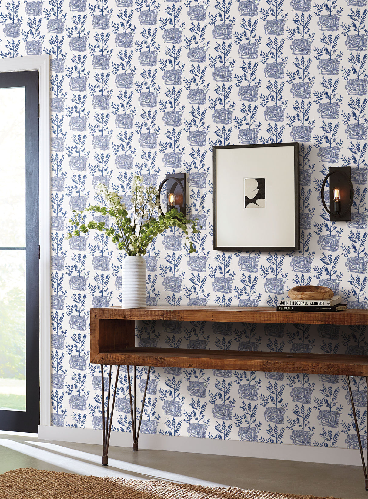 York PSW1228RL Seedlings Blue Peel & Stick Wallpaper