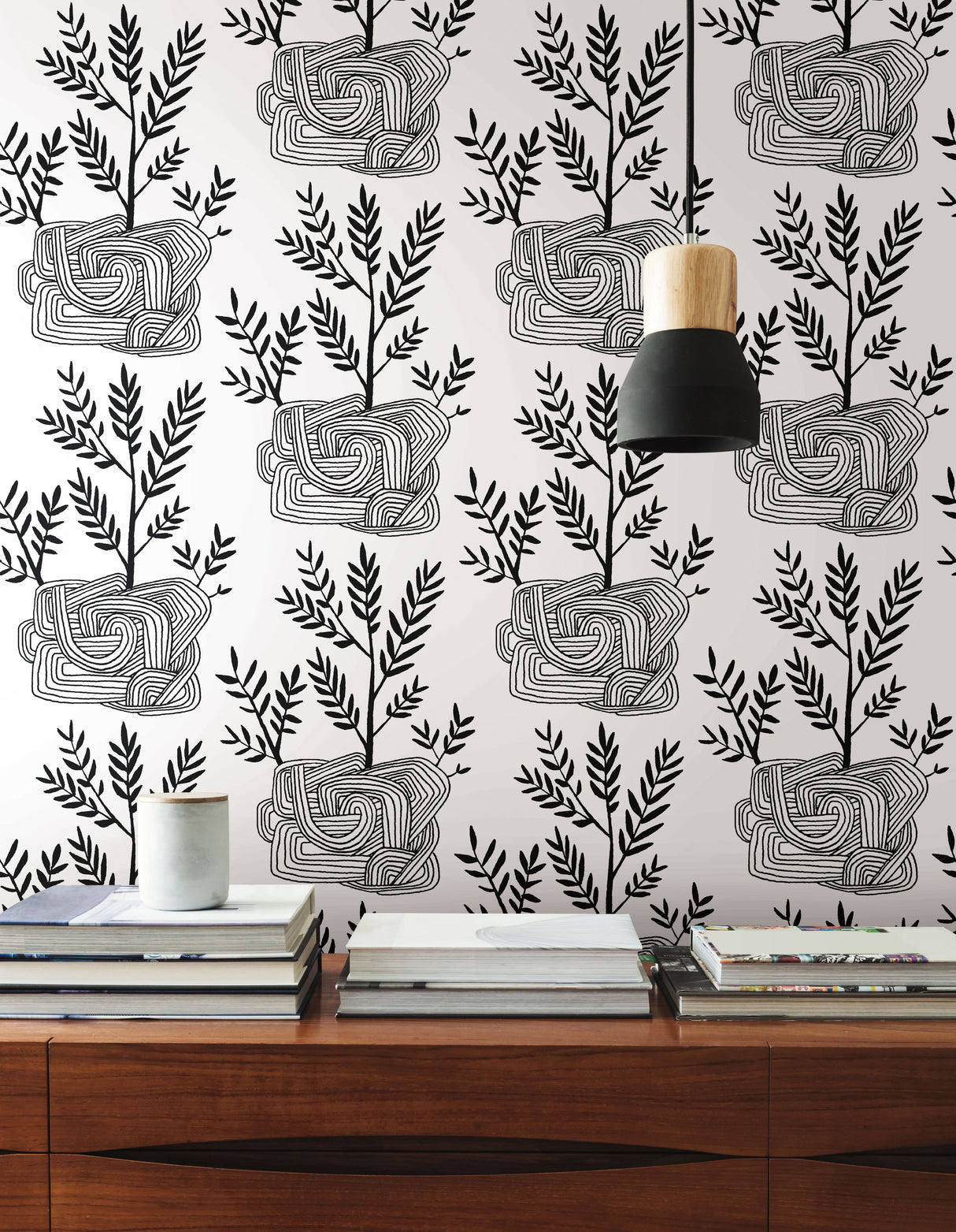 York PSW1229RL Seedlings Black Peel & Stick Wallpaper