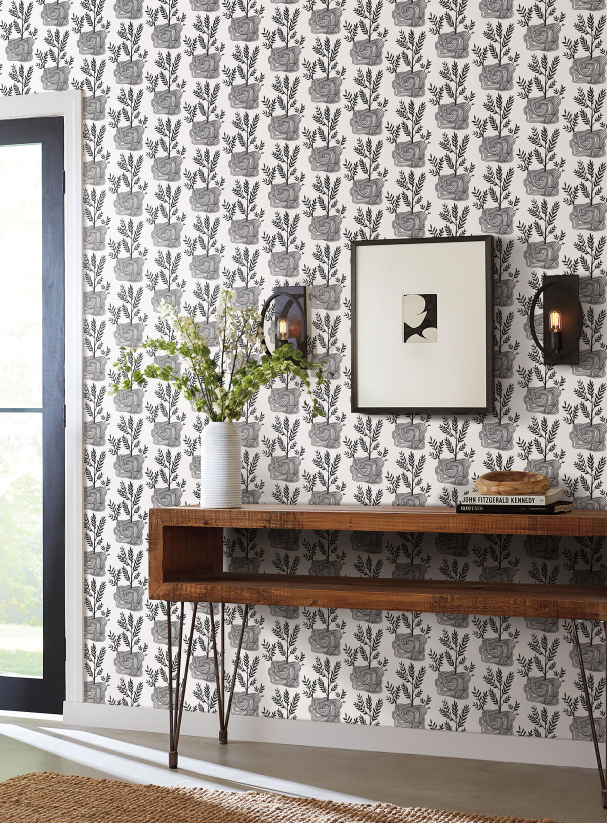 York PSW1229RL Seedlings Black Peel & Stick Wallpaper