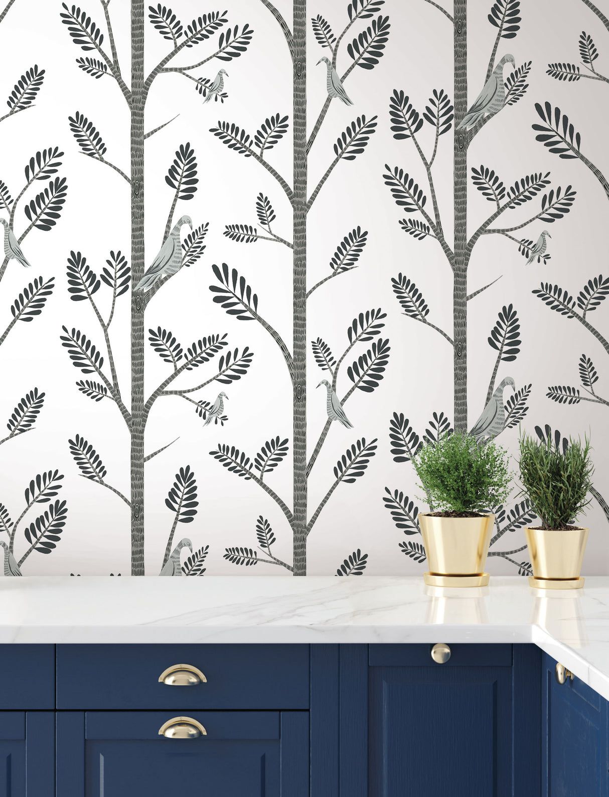 York PSW1238RL Aviary Branch Grey Peel & Stick Wallpaper